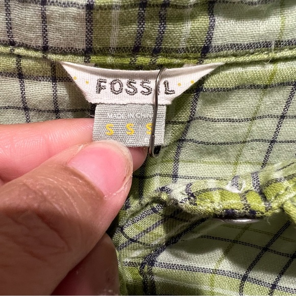 FOSSIL Green Plaid Long Sleeve Lightweight Shirt Dress Size Small - Picture 12 of 13